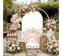 Chickwin Arche de Toile de Fond pour Mariage, Impression de Arc-en-Ciel Toile de Fond Noel Élasticité Toiles de Fond pour Mariage, Anniversaire, Fête Décoration (Fleur,7.2FT)