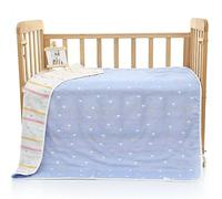 Chickwin Bébé Couverture 6 Couches Mousseline de Coton Super Absorbant Doux Serviettes de Bain Nouveau-Né Emmaillotage Couverture Couvertures de lit Poussette de Bébé (Coeur Bleu,110x110cm)