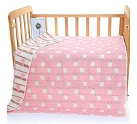 Chickwin Bébé Couverture 6 Couches Mousseline de Coton Super Absorbant Doux Serviettes de Bain Nouveau-Né Emmaillotage Couverture Couvertures de lit Poussette de Bébé (Alpaga Rose,110x110cm)