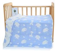 Chickwin Bébé Couverture 6 Couches Mousseline de Coton Super Absorbant Doux Serviettes de Bain Nouveau-Né Emmaillotage Couverture Couvertures de lit Poussette de Bébé (Animal Bleu,110x110cm)