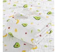 Chickwin Bébé Couverture Coton 6 Couches Mousseline, Super Absorbant Doux Mignon Imprimé Serviettes de Bain Emmaillotage Couverture Poussette de Bébé pour Nouveau-Né (110x110cm,Avocat)