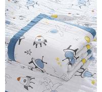 Chickwin Bébé Couverture en 6 Couches Mousseline Super Absorbant et épaissi Doux Serviettes de Bain Coton Emmaillotage Couverture Poussette de Bébé pour Nouveau-Né (Vaisseau Spatial,110x110cm)