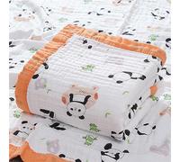 Chickwin Bébé Couverture en 6 Couches Mousseline Super Absorbant et épaissi Doux Serviettes de Bain Coton Emmaillotage Couverture Poussette de Bébé pour Nouveau-Né (Panda,110x110cm)