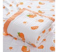Chickwin Bébé Couverture en 6 Couches Mousseline Super Absorbant et épaissi Doux Serviettes de Bain Coton Emmaillotage Couverture Poussette de Bébé pour Nouveau-Né (Orange,110x110cm)