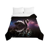 Chickwin Boutis Couvre Lit Matelassée 1/2 Personnes, Élégant Cygn Imprimé Été Parure de Lit Canapé Couvre-lit Couverture de lit Jeté de Lit Dessus de Lit Courtepointe (230x280cm,Ciel Étoilé)