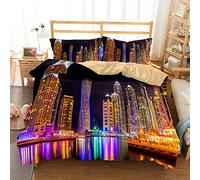 Chickwin Chickw1 Ensemble de Literie 2 Personnes 3D, Attractions de Renommée Mondiale Imprimé Moderne Parure de Lit 3 Pièces Housse de Couette & Taies d'oreiller (Dubai,220x240cm)