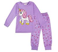 Chickwin Chickw1 Ensemble de Pyjamas Rose pour Filles, Coton Pyjamas Set Licorne Mignonne Impression Manches Longues Enfants Vêtements de Nuit sous-Vêtements (140cm,Licorne Pourpre)