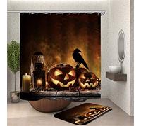 Chickwin Chickw1 Halloween Rideau de Douche Rideaux de Salle de Bain, Imperméable Tissu Lavable Polyester 3D Impression Numérique Art Décorations Rideau avec 12 Crochets (Trick Or Treat,180x200cm)
