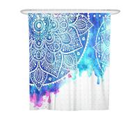 Chickwin Chickw1 Mandala Rideau de Douche Résistant à l'eau Anti-moisissure Lavable Tissu en Polyester Rideaux de Salle de Bain avec 12 Crochets 3D Impression Décor (Bleu Ciel,120x180cm)