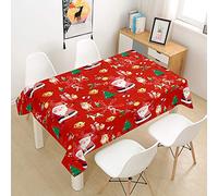 Chickwin Chickw1 Rectangulaire Nappe Motif de Santa 3D Imprimé Nappe en Tissu Polyester Cuisine Hôtel Décoration de Noël Imperméable Résistant Anti-Taches Infroissable (B,140x260cm)