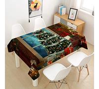 Chickwin Chickw1 Rectangulaire Nappe Rouge Noel, Imprimé Nappe en Tissu Polyester Cuisine Hôtel Décoration de Noël Imperméable Résistant Anti-Taches Lavable Infroissable (90x90cm,Sapin de Noël)