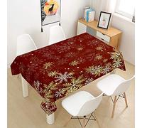 Chickwin Chickw1 Rectangulaire Nappe Rouge Noel, Imprimé Nappe en Tissu Polyester Cuisine Hôtel Décoration de Noël Imperméable Résistant Anti-Taches Lavable Infroissable (100x140cm,Flocon De Neige)