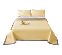 Chickwin Coton Lin Dessus de Lit Matelassé, Couvre Lit Matelassé Réversible Patchwork Dessus de Lits Courtepointe Boutis Couvre-Lits Confortable pour 1~2 Personnes (200x230cm,Jaune)