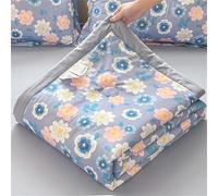Chickwin Couette d'été Bicolore 4,5 Tog Réversible en Duvet, Rayures Couvre-lit 1 2 Personnes Couvre Lit Matelassée Couverture Canapé, Jeté de Lits Légère Dessus de Lit (Marguerite Bleue,180x220cm)