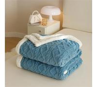Chickwin Couleur Unie Couverture Sherpa Polaire, Jacquard Couvertures Epaisse Hiver Couverture Moelleuse Chaude Couvertures Microfibre Super Doux pour Canapé ou Lit (70x100cm,Bleu)