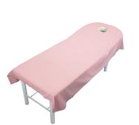 Chickwin Couleur Unie Housse Table Massage avec Trou, Housse Table de Massage Doux Lavable, Drap Housse Table de Massage Réutilisables, Drap de Salon de Coiffure pour Spa (Rose,190x120cm)