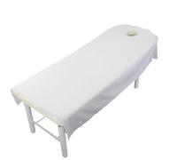 Chickwin Couleur Unie Housse Table Massage avec Trou, Housse Table de Massage Doux Lavable, Drap Housse Table de Massage Réutilisables, Drap de Salon de Coiffure pour Spa (Blanc,190x120cm)