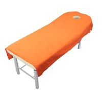 Chickwin Couleur Unie Housse Table Massage avec Trou, Housse Table de Massage Doux Lavable, Drap Housse Table de Massage Réutilisables, Drap de Salon de Coiffure pour Spa (Orange,190x80cm)