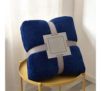 Chickwin Couleur Unie Plaid Couverture Polaire en Flanelle, Chaude Couvre lit 1/2 Personnes Jeté de Canapé Douce et Chaude Moelleuse Dessus de lit Canapé lit (70x100cm,Bleu foncé)