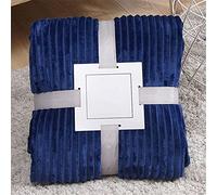 Chickwin Couleur Unie Plaid Polaire Chaude Couverture en Flanelle, Couvre lit 1/2 Personnes Jeté de Canapé Douce et Chaude Moelleuse Dessus de lit Canapé lit (70x100cm,Bleu foncé)