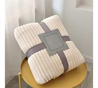 Chickwin Couleur Unie Plaid Polaire Chaude Couverture en Flanelle, Couvre lit 1/2 Personnes Jeté de Canapé Douce et Chaude Moelleuse Dessus de lit Canapé lit (70x100cm,Beige)