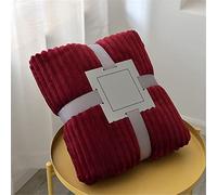 Chickwin Couleur Unie Plaid Polaire Chaude Couverture en Flanelle, Couvre lit 1/2 Personnes Jeté de Canapé Douce et Chaude Moelleuse Dessus de lit Canapé lit (70x100cm,Vin Rouge)