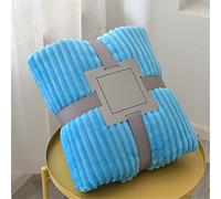 Chickwin Couleur Unie Plaid Polaire Chaude Couverture en Flanelle, Couvre lit 1/2 Personnes Jeté de Canapé Douce et Chaude Moelleuse Dessus de lit Canapé lit (70x100cm,Bleu)
