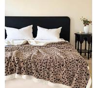 Chickwin Couverture Chaude, 7 TOG Style Léopard Couverture en Flanelle Sherpa Moelleuse Épaisse Douce Jeté de Lit Hiver Microfibre Confortable Réversible Couvre Lit (Marron Clair,150x200cm)