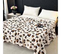 Chickwin Couverture Chaude, Couverture en Flanelle Moelleuse Épaisse Douce Jeté de Lit Hiver Microfibre Confortable Réversible 4.5 TOG Couvre Lit pour 1-2 Personne (Imprimé léopard,200x230cm)
