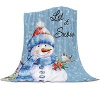 Chickwin Couverture Flanelle Noël, Couverture Moelleuse Chaude Épaisse Douce Couverture Lit Enfant/1/2 Personne Couverture de Canapé Jeté de Canapé Couvre Lit (Bonhomme de Neige E,240x220cm)
