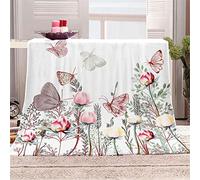 Chickwin Couverture Polaire en Flanelle, Imprimé Papillon 3D Couverture Hiver Moelleuse Chaude Couvertures Epaisse Doux Microfibre en Toute Saison pour Canapé ou Lit (180x200cm,Fleurs Roses)