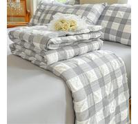 Chickwin Couvre-lit 1 2 Personnes Été Couvre Lit Doux Couverture Matelassée, Seersucker Réversible Microfibre Jeté de Lits Canapé Dessus de Lit pour Lits Simples et Doubles (Gris,200x230cm)