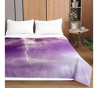 Chickwin Couvre Lit Matelassée Microfiber Dessus de Lit, Imprimé de Orage Couverture de lit Lavable Doux Couvre-lit Réversible Printemps Été Jeté de Lit (230x260cm,Foudre 2)