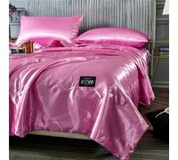 Chickwin Dessus de Lit en Satin, Couleur Unie Couvre Lit Matelassé Dessus de Lits Microfibre Couvre-Lits Couverture de Lit Doux Toutes Les Saisons pour Lit 1~2 Personnes (180x220cm,Rose)