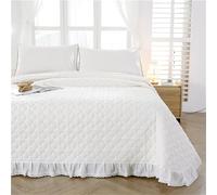 Chickwin Dessus de Lit Matelassé Coton, Couvre Lit Matelassé Patchwork Couvre Lit Dessus de Lits en Boutis Couvre-Lits Confortable Doux Courtepointe pour 1/2 Personne (230x250cm,Blanc)