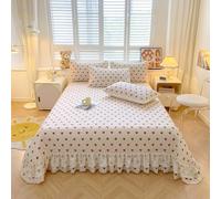 Chickwin Dessus de Lit Matelassé,Patchwork Couvre Lit Matelassé Couvre-Lits Réversible Confortable Doux Style Cœur d'amour Bordure en Dentelle Courtepointe en Microfibre (Couleur café,180x250cm)