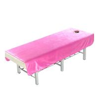 Chickwin Doux Velours Housse Table Massage avec Trou, Housse Table de Massage Lavable, Drap Housse Table de Massage Réutilisables, Drap de Salon de Coiffure pour Spa (Rose,190x80cm)