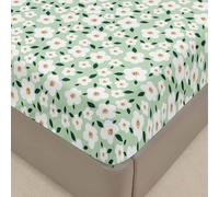 Chickwin Drap Housse Antidérapants Housse de Matelas, Impression Confortable Respirant Drap-Housse Poche Profonde 30cm, Ensemble de Literie (160x200 cm,Fleur Verte)