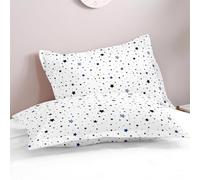 Chickwin Drap Housse Antidérapants Housse de Matelas, Impression Confortable Respirant Drap-Housse Poche Profonde 30cm, Ensemble de Literie (2 Taies d'Oreillers,étoiles Blanches)