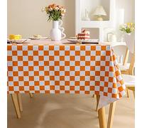 Chickwin Échiquier Nappe PVC Rectangulaire Anti Taches, Plastique Nappes Toile Cirée Imperméable à Facile d'entretien Motif de Elégant pour Salle à Manger Party Jardin Picnic (140 * 180cm,Orange)