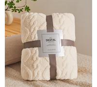 Chickwin Grande couverture polaire 3D en flanelle imprimée - pelucheuse, douce et chaude, en microfibre légère, pour canapé, lit, chaise, voyage (70 x 100 cm, blanc)