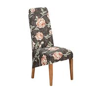Chickwin Housse de Chaise XL Salle à Manger, Imprimé Fleurs Housse de Chaises Dossier Haut 1 2 4 6 8 Pièces Extensible Universelle Lavable Protection de Chaise (Fleurs de Pivoine,6 Pièces)