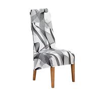 Chickwin Housse de Chaise XL Salle à Manger, Imprimé Géométrique Housse de Chaises Dossier Haut 1 2 4 6 8 Pièces Extensible Universelle Lavable Protection de Chaise (Style Simple,1 Pièces)