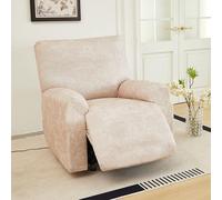Chickwin Housse Fauteuil Relax 1 Place Doux PU, 4 Pièce Housse de Fauteuil Relax Electrique Extensible Covers Inclinable, Lavable, Protege de Meubles (Beige,1 Place)