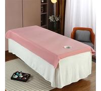 Chickwin Housse Table Massage avec Trou, Épaississante Couleur Unie Housse Table de Massage Doux Lavable, Drap Housse Table de Massage, Drap de Salon de Coiffure pour Spa (200x80cm,Rose)