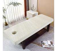 Chickwin Housse Table Massage Couleur Unie, Housse Table de Massage avec Trou, Coton Couvre-Lit Lavable Drap de Salon de Coiffure pour Spa Hall, Centre de Santé (Plaid Beige,80x190cm)