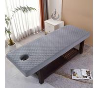 Chickwin Housse Table Massage Couleur Unie, Housse Table de Massage avec Trou, Coton Couvre-Lit Lavable Drap de Salon de Coiffure pour Spa Hall, Centre de Santé (Plaid Gris,70x190cm)