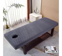 Chickwin Housse Table Massage Couleur Unie, Housse Table de Massage avec Trou, Coton Couvre-Lit Lavable Drap de Salon de Coiffure pour Spa Hall, Centre de Santé (Plaid Gris Foncé,70x190cm)