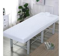 Chickwin Housse Table Massage Couleur Unie, Housse Table de Massage avec Trou, Coton Couvre-Lit Lavable Drap de Salon de Coiffure pour Spa Hall, Centre de Santé (Blanc,75x190cm)