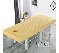 Chickwin Housse Table Massage Couleur Unie, Housse Table de Massage avec Trou Lavable Coton Matelassé Couvre-Lit de Massage, Drap de Salon de Coiffure pour Spa (kaki,60x185cm)